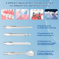 Fregador Dental Portátil De Agua Limpiador Oral Recargable Para Limpieza De Dientes Con 3 Modos Y 4 Boquillas Incluidas - details 5