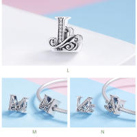 WOSTU 925 Plata Esterlina A-Z 26 Letras Brillantes Con Bolas De Joyería Para Pulsera De Encanto Original Collar De Pulsera Para Mujeres - details 9