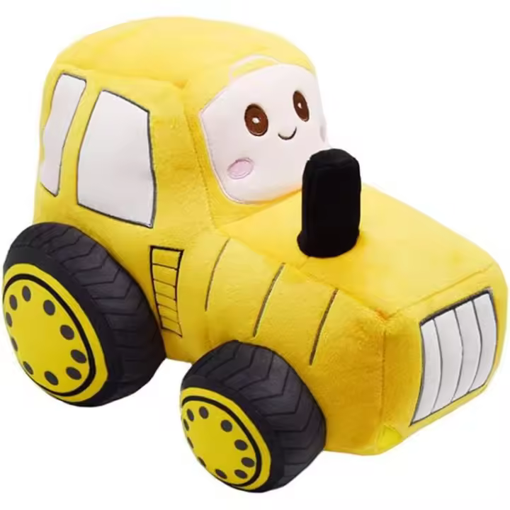 Cojín de peluche de tractor de 30 cm, ideal como regalo para niños, cumpleaños y fiestas de Navidad (amarillo). - 1