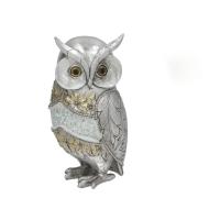 Figura Decorativa de Búho Plateado Gissed - Detalles Dorados y Cristales - Elegancia y Artesanía Fina - Ideal para Decoración de Interiores y Regalo Sofisticado - Diseño Exclusivo para Hogar, Sala, Oficina y Espacios Modernos - details 2