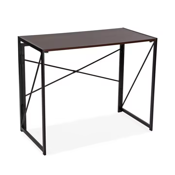 Versa Mirna Mesa Escritorio para el Ordenador, Mesa para la Habitación o Estudio. Mesa Gaming, Plegable, Medidas (Al x L x An) 30 x 4,3 x 30 cm, Plegable, Color Marrón oscuro y negro - 1