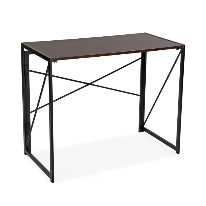 Versa Mirna Mesa Escritorio para el Ordenador, Mesa para la Habitación o Estudio. Mesa Gaming, Plegable, Medidas (Al x L x An) 30 x 4,3 x 30 cm, Plegable, Color Marrón oscuro y negro - 1