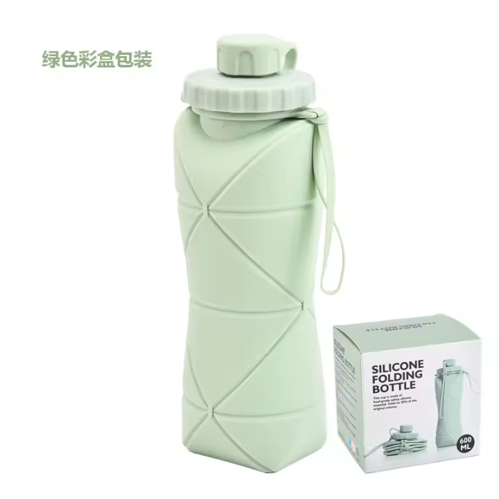 Botella De Deporte De Silicona Plegable Grande Para Camping Y Viajes Resistente Al Desbordamiento Y a La Microondas Con Correa - 1