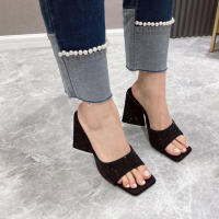 Zapatillas De Mujer Eilyken Verano Con Tacón Alto Y Diamantes Triangulares Zapatos De Baile Modernos De PU Para Fiestas - details 6