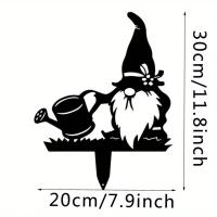 1pc Decoración De Jardín De Metal En Forma De Síntoma Navideño Grande Con Silueta De Gnome Para Adornar El Jardín Al Aire Libre - details 2