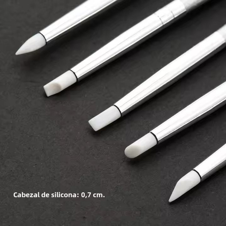 5 Pcs Cepillos De Uñas De Silicona Para Modelado Arte De Uñas Y Escultura De Cerámica Hueca Herramienta UV Gel Formación - 1