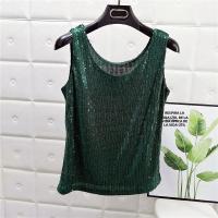 Chaleco De Noche Con Lentejuelas Para Mujer Estilo De Calle Blanca Brillante Poliéster Talla Regular Top De Verano 2022 - details 26