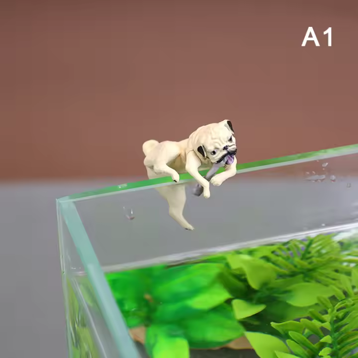 Adornos Creativos Para Acuario Perros De Resina Simulación Decoración De Pared Del Tanque De Peces Colgante De Perro Subiendo Decoración De Terrario - 1