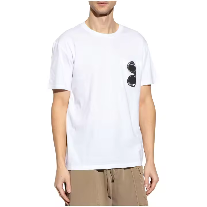 Camiseta MOSCHINO con Bolsillo en el Pecho y Estampación de Gafas de Sol Color Blanco - 1