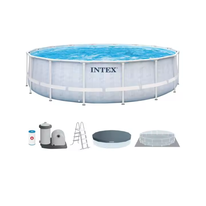 Piscina desmontable Intex Prism Frame Chrevon 19156L con depuradora gris Ø488x122 cm - 1