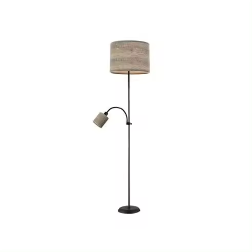 Lámpara de Pie Armonía Negro-Madera Gris con Lector 155x40x40 Cm - FABRILAMP - 1