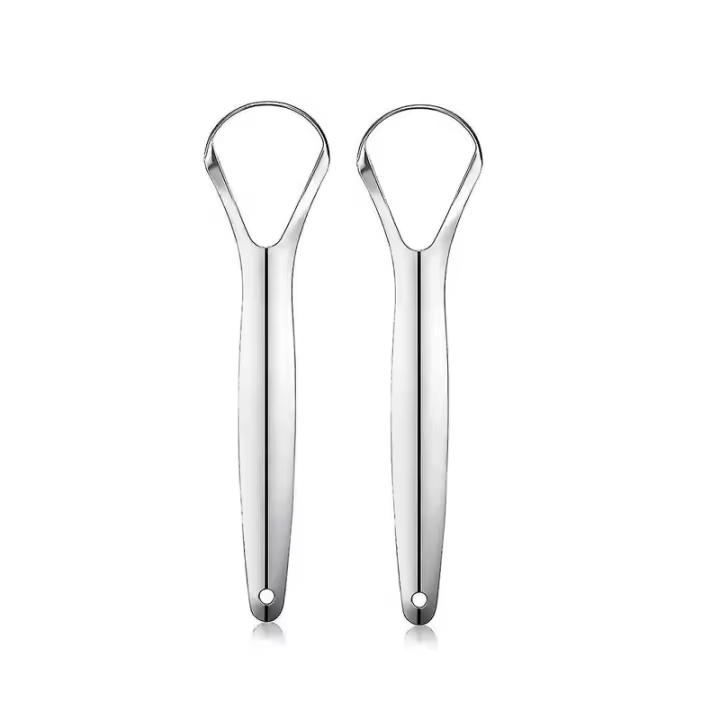 Raspador de lengua de acero inoxidable (2 piezas), raspador de lengua Ayurvédico raspador de lengua para mal aliento (capa única) - 1