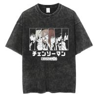 Camiseta Oversize Vintage De Anime Chainsaw Hip Hop Para Hombre Negro Suéter Casual Manga Corta Estilo O-Neck Unisex - details 11