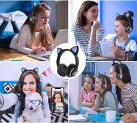 Auriculares para juegos con forma de oreja de gato, iluminación RGB, sonido de 7.1 canales, micrófono, conmutación multimodo, 8-40 horas de duración de la batería, cultivo secundario, juegos. Transpirable, baja latencia - details 4