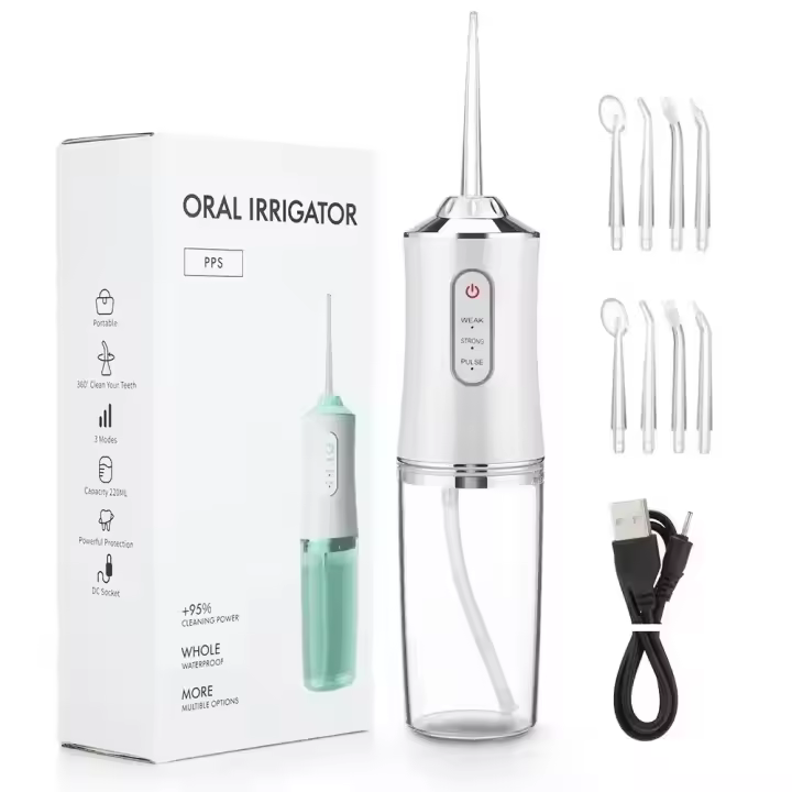 Irrigador bucal Limpiador de dientes USB Recargable Agua Flosser Portátil 300ml Higiene bucal Limpiador de dientes - 1