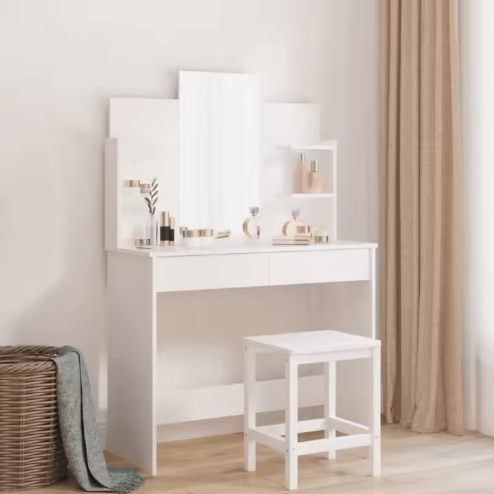 vidaXL Tocador con espejo blanco 96x39x142 cm - 1