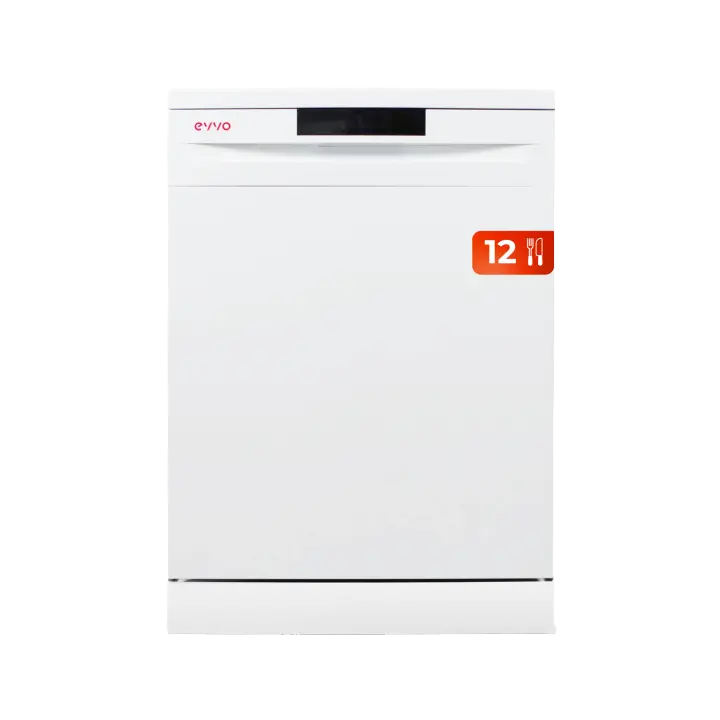 EVVO Lavavajillas 60 cm D1, 12 Cubiertos, 5 Programas, Bandeja ajustable, Panel oculto, Blanco/Inoxidable - 1