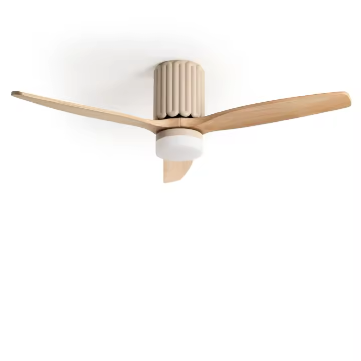 LEDKIA LIGHTING Ventilador de Techo con luz Silencioso DC Asteri Madera Oscura Mando a Distancia Grande (más de 20 m²) 132 cm Beige - 1