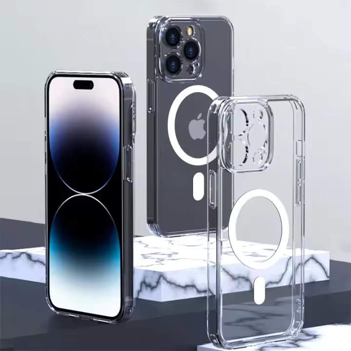 Carcasa Magnética De Lujo Para iPhone Compatible Con Magsafe Transparente Resistente a Arañazos Y Huellas Con Carga Inalámbrica Compatible Con Modelos 15 13 12 Mini 11 14 pro Max 8 plus X XR XS MAX - 1