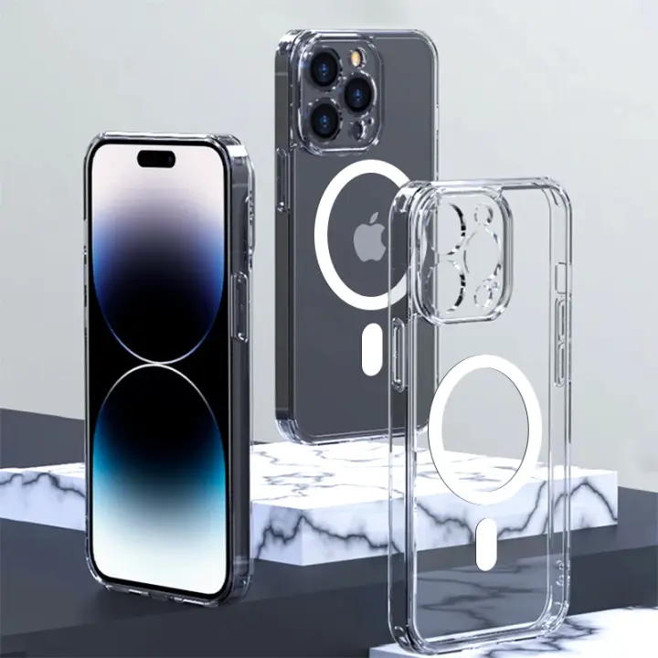 Carcasa Magnética De Lujo Para iPhone Compatible Con Magsafe Transparente Resistente a Arañazos Y Huellas Con Carga Inalámbrica Compatible Con Modelos 15 13 12 Mini 11 14 pro Max 8 plus X XR XS MAX - 1