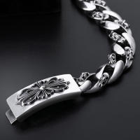 Pulsera masculina de plata tailandesa con cruz - Brazalete ancho vintage de 1.5cm (plateado) - details 5