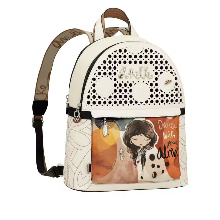Mochila de mujer doble Anekke Alma - Dos compartimentos independientes con cierre de cremallera - Bolsillo frontal y trasero con cremallera - Asas regulables - Ref. 40705-246 - Mide 26 x 30 x 9 cm - 1