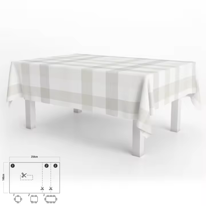 Oryx Mantel Hule Rectangular Cuadros Beige Impermeable Antimanchas PVC 140x250 Cm | Uso Interior y Exterior - 1