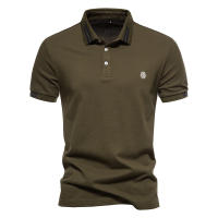 2024 verano nuevo estilo solapa tamaño europeo rayas decorativas algodón POLO camisa bordada casual hombres color sólido tops de manga corta - details 6