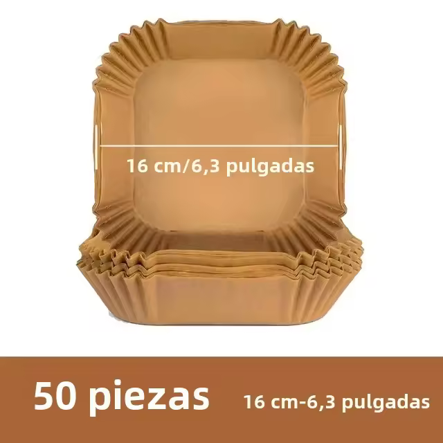 50 unids/set Papel De Fritura De Aire Desechable Sin Adhesivo Con Sello De Madera Almohadilla No-Anti Adhesiva Para Quesecake Accesorios De Fritura De Aire - 1