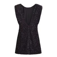 Vestido De Veludo Con Lentejuelas Sin Mangas Para Mujer Estilo Europeo Y Americano Cuello Redondo Sexy Y Club De Moda - details 2