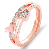 Anillos Mujer Plata de Ley 925 Anillo de Corazón Ajustable - details 1