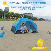 Carpa De Playa Familiar Para Verano Con Marco Protección Solar Plegable Portátil Para 4 Personas Canopo Fácil Instalación - details 8