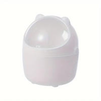 Mini Papelera Redonda De Plástico Durable Con Tapa Desmontable Estilo Cilíndrico Para Escritorio Diseño Lindo Y Compacto - details 2