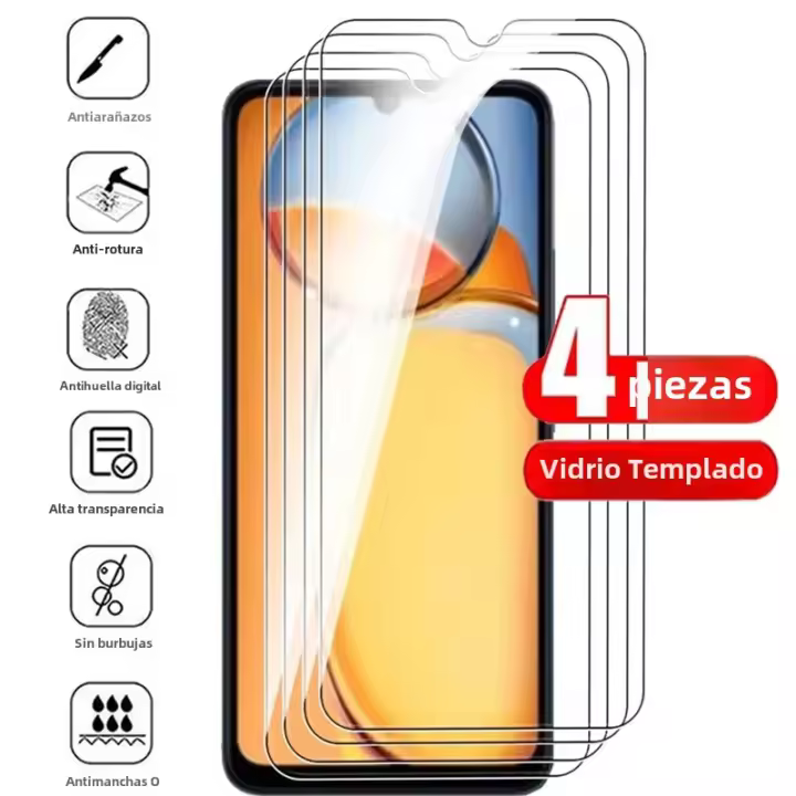 4PCS Protector De Pantalla De Vidrio Templado Para Xiaomi Redmi 13C 5G Cubierta Completa HD Resistente a Arañazos Y Huellas Para Redmi 12 5G 12C - 1