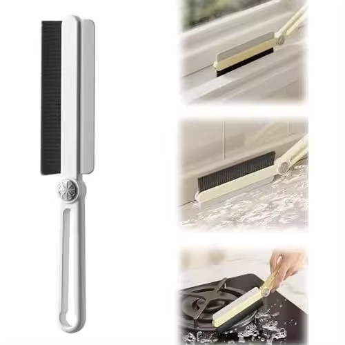 Cepillos de limpieza de grietas de cerdas duras con raspador, nuevo cepillo de limpieza de grietas giratorio multifunción 2024, herramienta de limpieza de grietas giratoria para ventanas, baños, lavabos, inodoros, estufas (amarillo + blanco) - 1