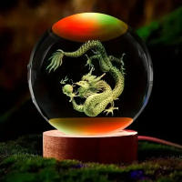 1pc Bola De Cristal Con Dragón Chino 3D En Marco De Madera Decoración Para Hogar Y Oficina Regalo De Cumpleaños Día De La Madre Año Nuevo - details 4