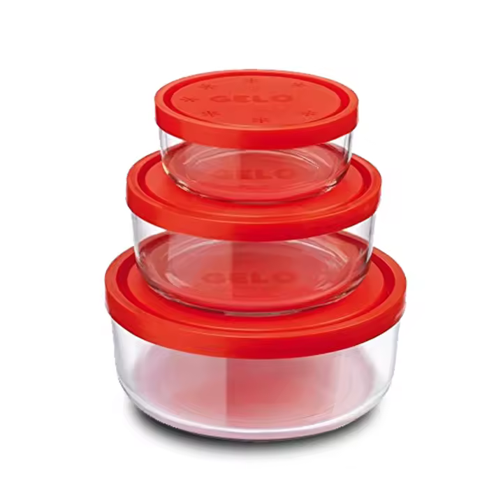 Recipientes redondos Tapa Roja Gelo, Juego 3pcs - 1