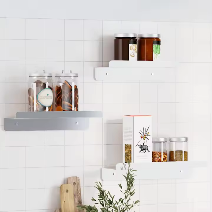 Estantes de pared 3 uds acero inoxidable plateado - 1