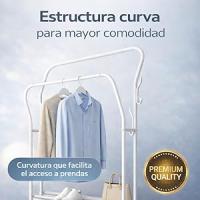 T-LoVendo Perchero Burro Doble Ropa Metálico Negro con Zapatero Inferior | Estante con Estructura Curva | Barra Colgador Resistente | Dormitorio Vestidor Entrada Organizador de Ropa y Zapatos - details 5