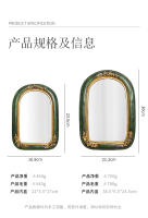 Espejo De Maquillaje Vintage De Lujo Europeo Con Diseño Embossado En Resina Verde Para Decoración Y Fotografía Propiedad De Resina Carved - details 6