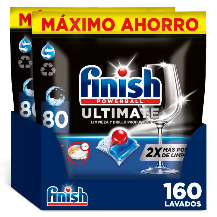 Finish Powerball ULTIMATE 160 | 240 Pastillas para Lavavajillas, Aroma Regular, Eficaz Manchas Resecas, Brillo Diamante, Menos Químicos, Profesional Formato 2x80 | 3x80 - 1
