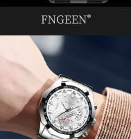 Reloj De Lujo Para Hombre FNGEEN S001 Con Correa De Acero Inoxidable Resistente Al Agua Y Con Calendario Movimiento De Cuarzo Reloj De Moda Para Varón - details 8