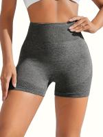 Shorts De Yoga De Cintura Alta Sin Costuras Estirables Para Correr Deporte Mujer Activewear Corto Color Sólido Sin Bolsillos - details 17