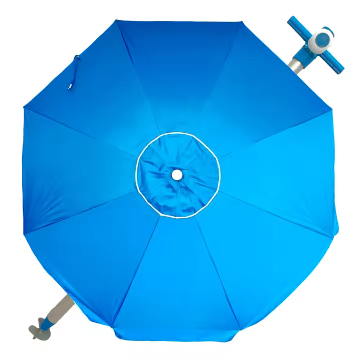 Pincho Sombrilla Playa Grande 240 cm, Antiviento hasta 35km/h, protección UV 50, Materiales de Calidad, Tubo de Aluminio, 8 Varillas de Fibra de Vidrio, Palo reclinable, Incluye Bolsa de Transporte - 1