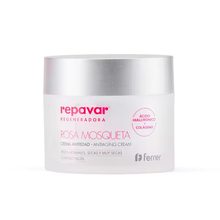 Repavar Regeneradora Crema Facial Hidratante  con Rosa Mosqueta, Ácido Hialurónico y Colágeno - Enriquecida con Vitamina E y Manteca de Karité - Regenera la Piel y Retrasa los Signos de la Edad - 50 ml - 1