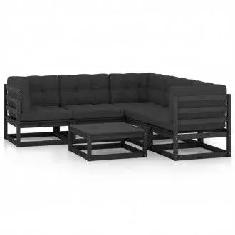 VIDAXL 3076783 juego de muebles con cojines fabricado en madera maciza para jardín en color gris antracita vida xl - 1