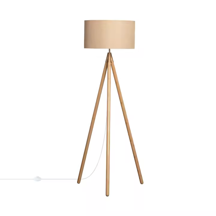 Ledkia Lámpara de Pie de Madera y Tela Wolby Beige - 1