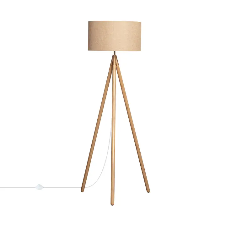 Ledkia Lámpara de Pie de Madera y Tela Wolby Beige - 1