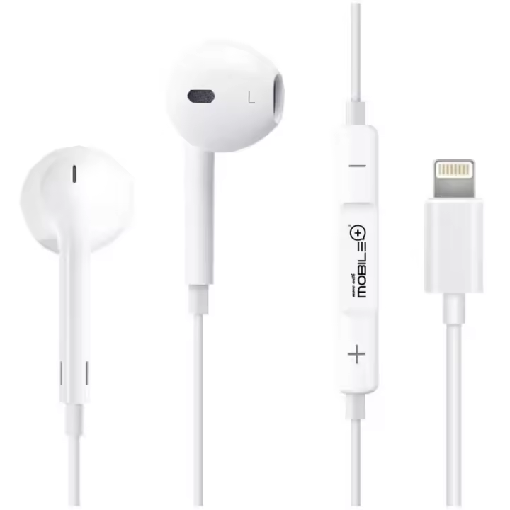 Auriculares Dinámicos con Interfaz Lightning y Funcionalidad de Micrófono  Longitud del Cable 1.2m Disfruta de un sonido superior con estos auriculares dinámicos, que cuentan con una conexión directa Lightning y un micrófono integrado para comunicaciones - 1