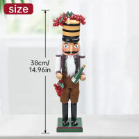 Nutcrackador De Madera 38CM Figura De Soldado Rey De Pan De Jazmín Decoración De Navidad Juguetes De Marioneta De Soldado De Madera - details 3